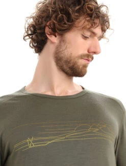 Icebreaker Haut à Col Rond 200 Oasis Ski Stripes - Hommes -Matériel De Ski Sportif icebreaker haut a col rond 200 oasis ski stripes h 2